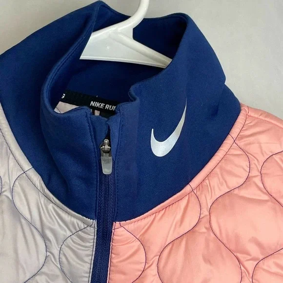 Nike Running AeroLayer Quilted Vest Jacket Size XS Pink Gray Blue color block - Picture 2 of 12